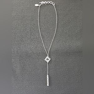 Lois Hill Lariat Necklace Sterling Silver, Hand Carved, Cutout design